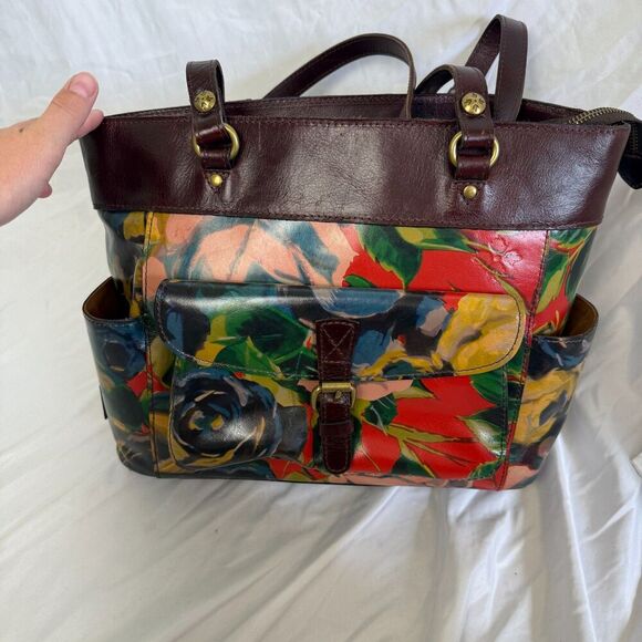 Patricia Nash Bolsena Leather Floral Bright Tote Shoulder Purse Bag Winter Bloom - Picture 6 of 14
